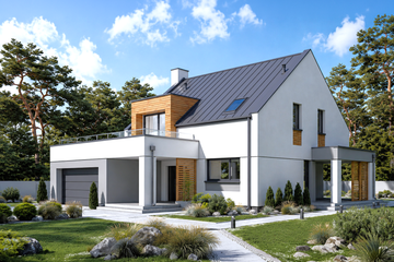 Projekt domu Xavier G2 - parterowy z poddaszem dom o powierzchni 157,78 m², dach dwuspadowy - ujęcie 2