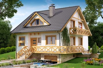  Projekt domu BW-32 wariant 1 (JGC1186) - projekt domu parterowego z poddaszem - Zdjęcie 1