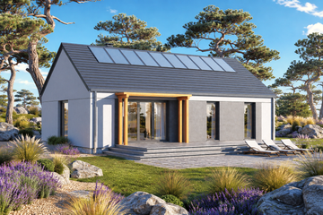 Projekt domu 047 ES domek Pani Darii - parterowy dom o powierzchni 85 m², dach dwuspadowy - ujęcie 2