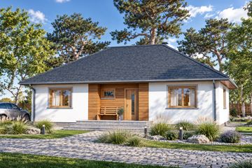 Projekt domu Domek Mokka (053 ES) - parterowy dom o powierzchni 114 m², dach kopertowy - ujęcie 2