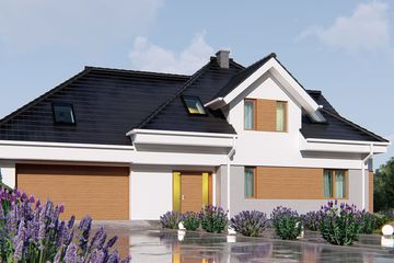 Projekt domu uA44 - parterowy z poddaszem dom o powierzchni 179,70 m², dach kopertowy - ujęcie 2