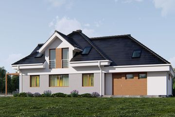 Projekt domu uA44 - parterowy z poddaszem dom o powierzchni 179,70 m², dach kopertowy - ujęcie 4