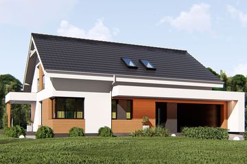  Projekt domu uA34v1 (WCB1049) - projekt domu parterowego z poddaszem - Zdjęcie 1