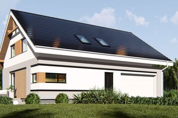 Projekt domu uA25 - parterowy z poddaszem dom o powierzchni 134,48 m², dach dwuspadowy - ujęcie 2