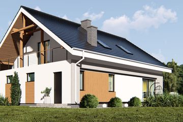 Projekt domu uA25 - parterowy z poddaszem dom o powierzchni 134,48 m², dach dwuspadowy - ujęcie 4