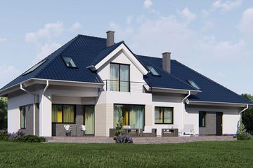 Projekt domu uA29v1 - parterowy z poddaszem dom o powierzchni 180,42 m², dach kopertowy - ujęcie 2