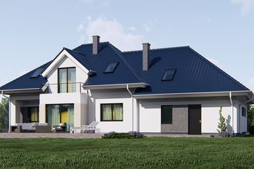 Projekt domu uA29v1 - parterowy z poddaszem dom o powierzchni 180,42 m², dach kopertowy - ujęcie 3
