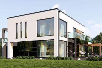 Projekt domu uA22 - z pełnym piętrem dom o powierzchni 198,30 m², dach płaski - ujęcie 2