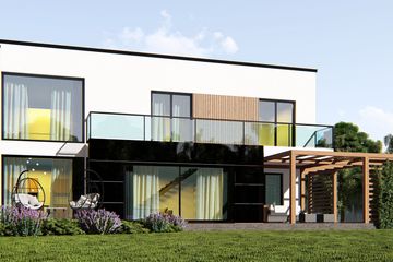 Projekt domu uA22 - z pełnym piętrem dom o powierzchni 198,30 m², dach płaski - ujęcie 3