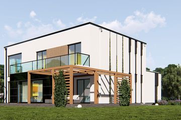 Projekt domu uA22 - z pełnym piętrem dom o powierzchni 198,30 m², dach płaski - ujęcie 4