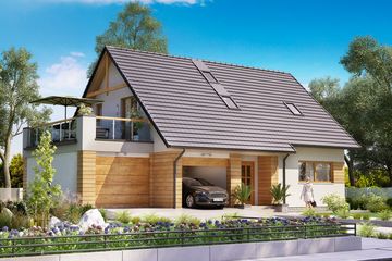  Projekt domu BW-55 wariant 1 (JGC1192) - projekt domu parterowego z poddaszem - Zdjęcie 1