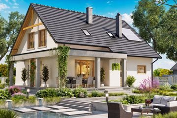 Projekt domu BW-55 wariant 2 - parterowy z poddaszem dom o powierzchni 105,40 m², dach dwuspadowy - ujęcie 2