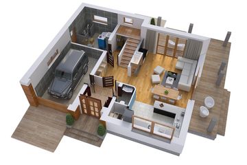 Projekt domu BW-55 wariant 2 - parterowy z poddaszem dom o powierzchni 105,40 m², dach dwuspadowy - ujęcie 4
