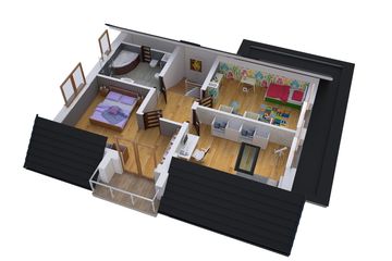 Projekt domu BW-55 wariant 2 - parterowy z poddaszem dom o powierzchni 105,40 m², dach dwuspadowy - ujęcie 5