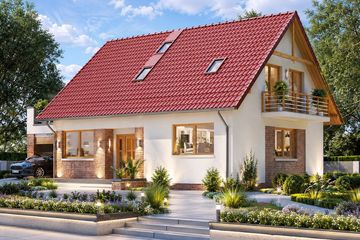 Projekt domu BW-55 wariant 3 - parterowy z poddaszem dom o powierzchni 115,40 m², dach dwuspadowy - ujęcie 2