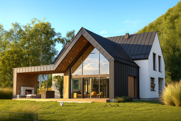  Projekt domu Z pergolą 02 (KZB1007) - projekt domu parterowego z poddaszem - Zdjęcie 1