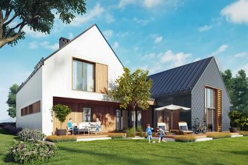  Projekt domu Dwie bryły 02 (KZB1010) - projekt domu parterowego z poddaszem - Zdjęcie 1