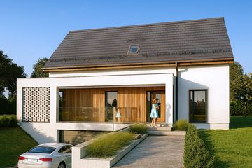  Projekt domu Podpiwniczony 01A (KZB1002) - projekt domu parterowego z poddaszem - Zdjęcie 1