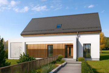  Projekt domu Z pergolą 01A (KZB1006) - projekt domu parterowego z poddaszem - Zdjęcie 2