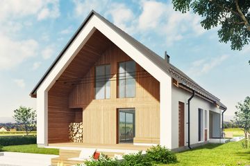  Projekt domu Z wnęką 02 (KZB1011) - projekt domu parterowego z poddaszem - Zdjęcie 1
