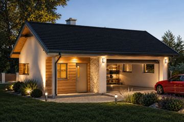 Projekt garażu G53D - parterowy dom o powierzchni 53,69 m², dach dwuspadowy - ujęcie 2