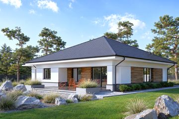 Projekt domu Beno II G1 - parterowy dom o powierzchni 145,80 m², dach kopertowy - ujęcie 3