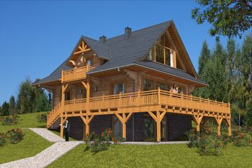  Projekt domu A-150 Dom jodłowa z bali (BBD1270) - projekt domu parterowego z poddaszem - Zdjęcie 4