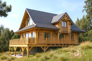  Projekt domu A-150 Dom jodłowa z bali (BBD1270) - projekt domu parterowego z poddaszem - Zdjęcie 1