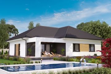 Projekt domu KA22 - parterowy dom o powierzchni 136,49 m², dach wielospadowy - ujęcie 2