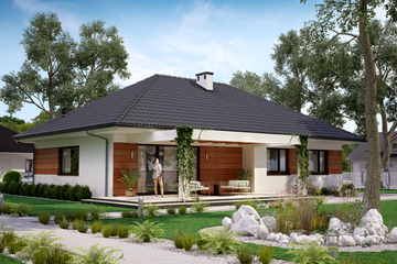 Projekt domu KA21 - parterowy dom o powierzchni 105,98 m², dach kopertowy - ujęcie 2