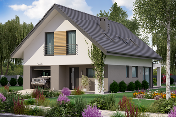  Projekt domu KA33 SZ (PKT1227) - projekt domu parterowego z poddaszem - Zdjęcie 1