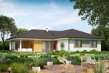 Projekt domu KA40 - parterowy dom o powierzchni 130,93 m², dach wielospadowy - ujęcie 2