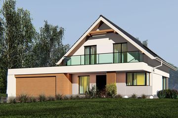 Projekt domu uA63 - parterowy z poddaszem dom o powierzchni 141,92 m², dach dwuspadowy - ujęcie 2