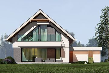 Projekt domu uA63 - parterowy z poddaszem dom o powierzchni 141,92 m², dach dwuspadowy - ujęcie 4