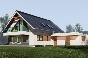 Projekt domu uA63 - parterowy z poddaszem dom o powierzchni 141,92 m², dach dwuspadowy - ujęcie 5