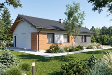 Projekt domu Basicus I - parterowy dom o powierzchni 85,03 m², dach dwuspadowy - ujęcie 4