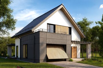  Projekt domu Kompaktowy 04 (KZB1018) - projekt domu parterowego z poddaszem - Zdjęcie 2