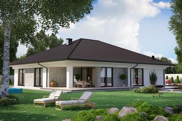 Projekt domu Ka23 war.2 T - parterowy dom o powierzchni 144,68 m², dach kopertowy - ujęcie 3