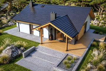 Projekt domu Mini 4 w. II G1 energo - parterowy dom o powierzchni 122,90 m², dach dwuspadowy - ujęcie 3