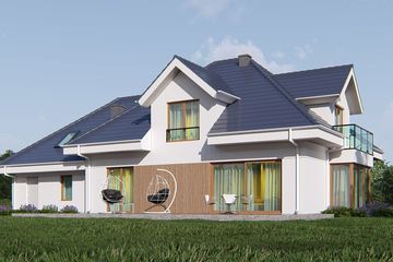 Projekt domu uA29v2 - parterowy z poddaszem dom o powierzchni 180,38 m², dach kopertowy - ujęcie 2