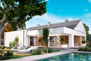Projekt domu KA69 - parterowy dom o powierzchni 146,66 m², dach dwuspadowy - ujęcie 2