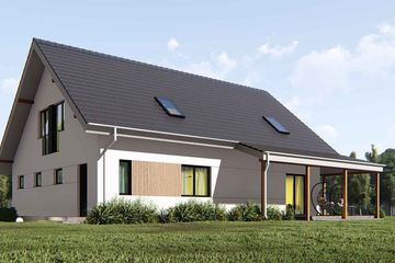 Projekt domu uA33 - parterowy z poddaszem dom o powierzchni 160,60 m², dach dwuspadowy - ujęcie 4