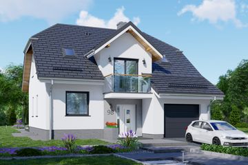  Projekt domu APS 098 + P (LUA1427) - projekt domu parterowego z poddaszem - Zdjęcie 1