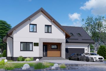  Projekt domu APS 195 NEW + 2G (LUA1429) - projekt domu parterowego z poddaszem - Zdjęcie 1