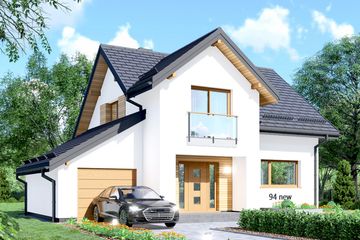 Projekt domu APS 094 NEW - parterowy z poddaszem dom o powierzchni 107,40 m², dach dwuspadowy - ujęcie 2