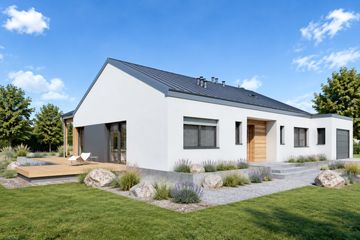 Projekt domu Mini 4 w. III G1 - parterowy dom o powierzchni 130,04 m², dach dwuspadowy - ujęcie 2