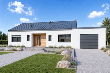 Projekt domu Mini 4 w. III G1 - parterowy dom o powierzchni 130,04 m², dach dwuspadowy - ujęcie 3