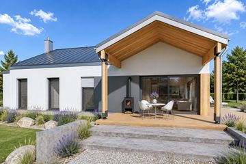 Projekt domu Mini 4 w. III G1 - parterowy dom o powierzchni 130,04 m², dach dwuspadowy - ujęcie 4