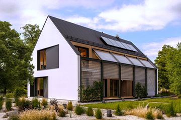  Projekt domu Otwarty 01 (KZB1030) - projekt domu parterowego z poddaszem - Zdjęcie 2