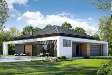  Projekt domu Otwarty D42 wariant II (WWB1047) - projekt domu parterowego - Zdjęcie 1